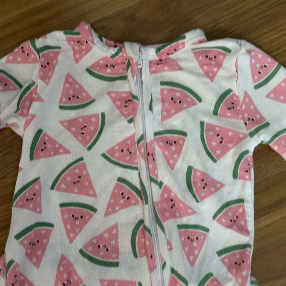 Angel Dear Baby Girls 0-3 Months Pink Watermelon Footie Sleeper Pajamas Bamboo